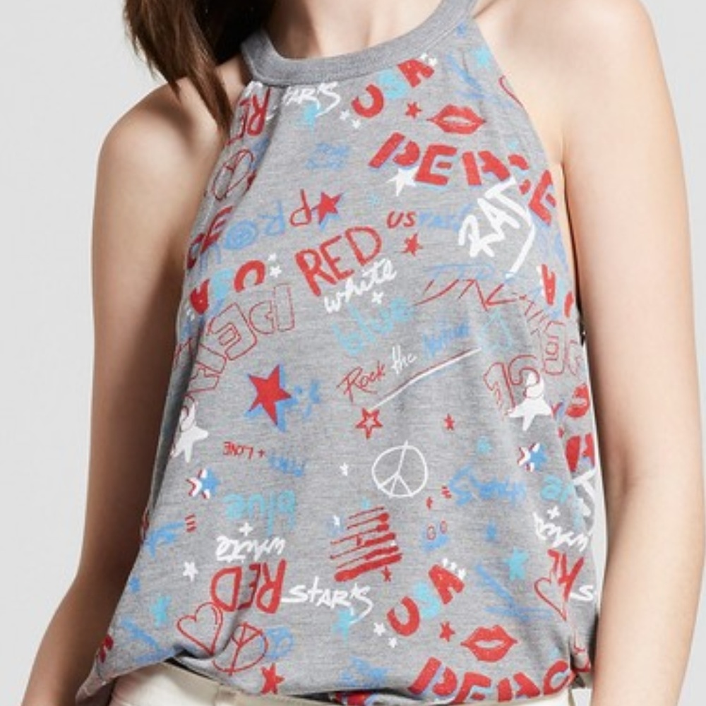 NWT Lux Women's American Pattern Graphic Tank Top - Picture 1 of 8